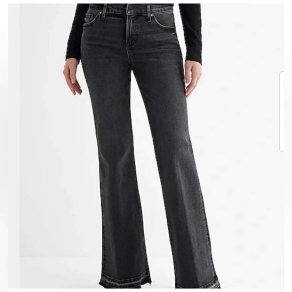 Express Mid Rise Drop Hem Flare Jean